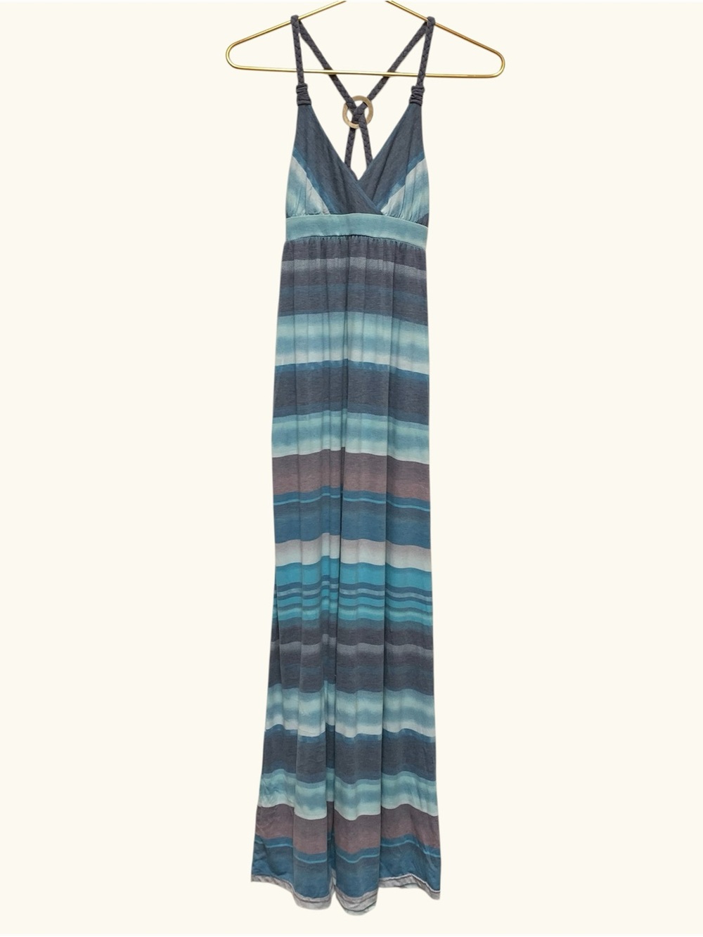 Vintage Y2K Mudd Maxi Dress Size XS Striped Ombre Boho Beachy Blue 00s